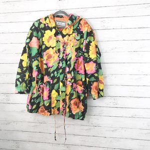 J.Gallery Floral Oversized Waterproof Coat Medium